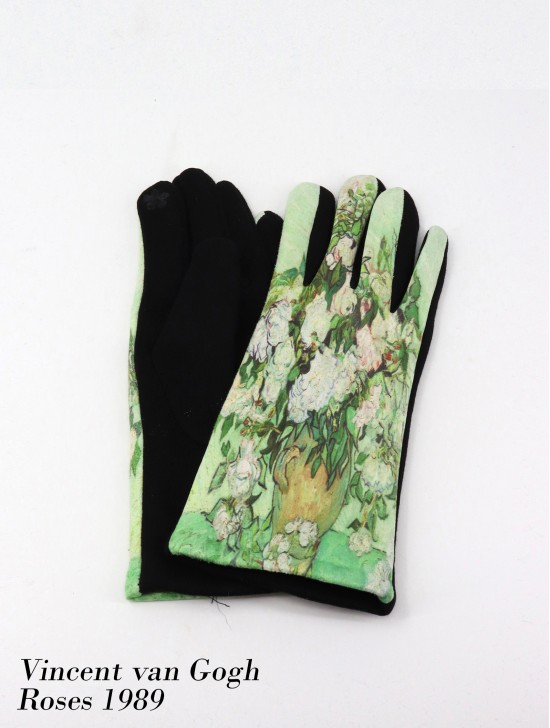 Rose Oil Painting Touch Screen Gloves